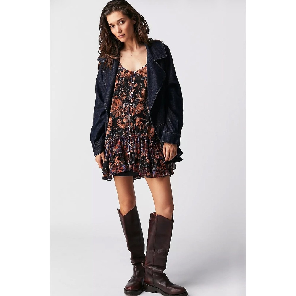 Free People Mini Dress Size XS Boho Artsy Festival Fairy Grunge Romantic